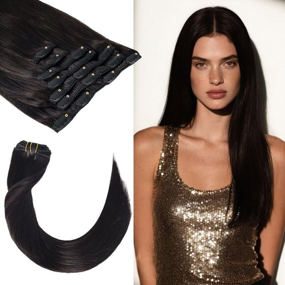 Other - Clip in Hair Extensions Real Human Hair 18 Inch 7Pcs Remy Straight Thick